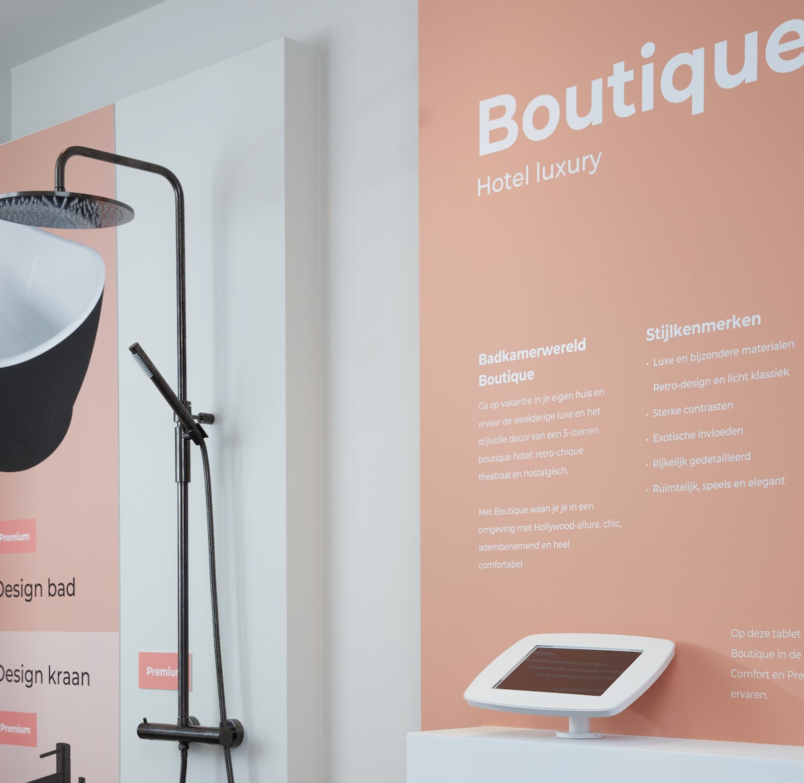 Badkamerwereld Boutique — hotel luxury signing met design kraan en regendouche